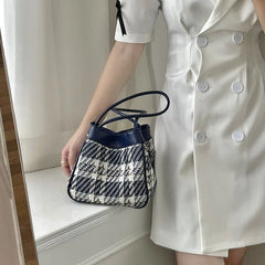 Women's Canvas Shoulder Bags High Ladies Hobos Underarm Bag Retro Plaid