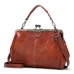 Women's Clip Bags Shoulder Handbag Kiss Lock Vintage Tote Messenger Bag