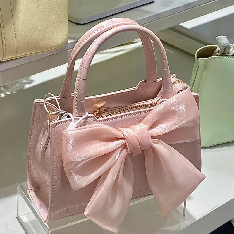 Women's Pink Bowknot Clutch Purse Shoulder Bag