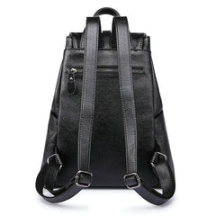 Women's Double Pocket PU Backpack Travel Bag