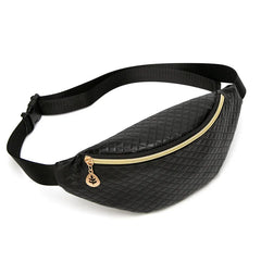 Women's Embossed Rhombus Waist Bag One-Shoulder Phone Bag Red Silver