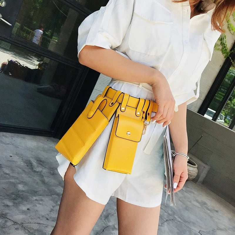 Women's Leather Waist Bag Fanny Pack Streetwear Chest Pack