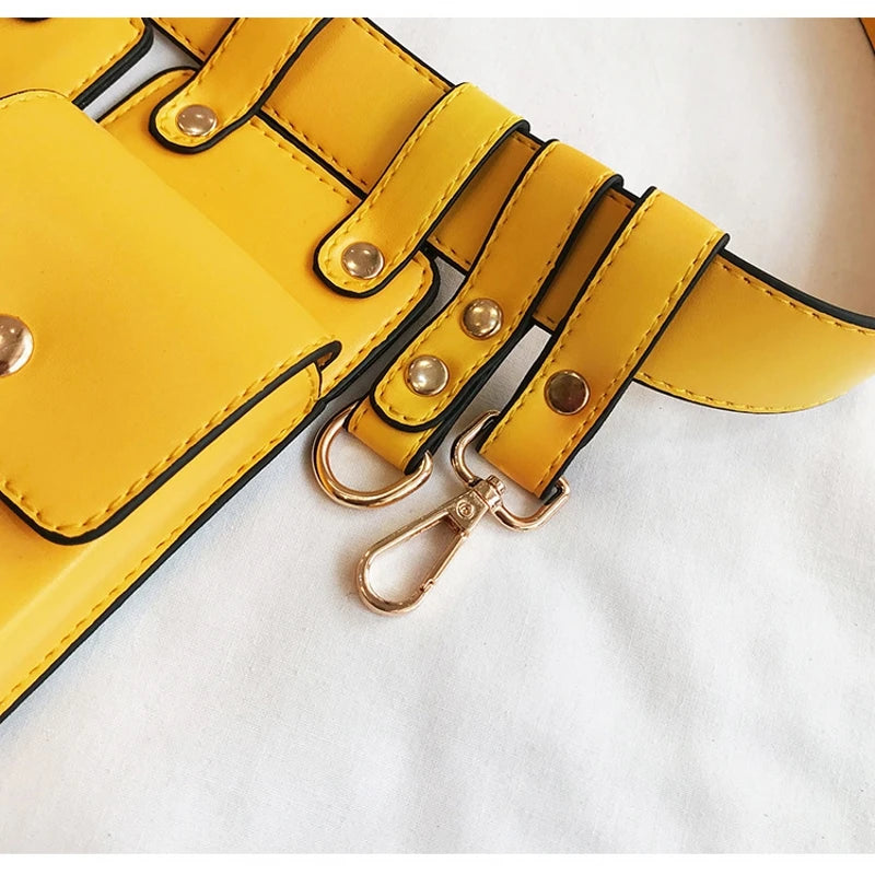 Women's Leather Waist Bag Fanny Pack Streetwear Chest Pack
