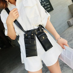 Women's Leather Waist Bag Fanny Pack Streetwear Chest Pack