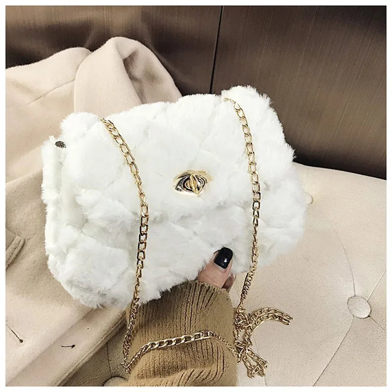 Women's Flannel Shoulder Bag High Capacity Handbag