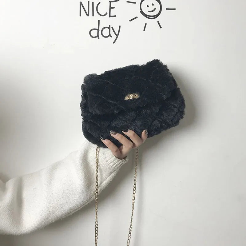Women's Flannel Shoulder Bag High Capacity Handbag