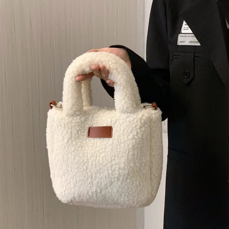 Women's Faux Lamb Wool Handbag Soft Plush Shoulder Bag