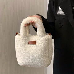 Women's Faux Lamb Wool Handbag Soft Plush Shoulder Bag