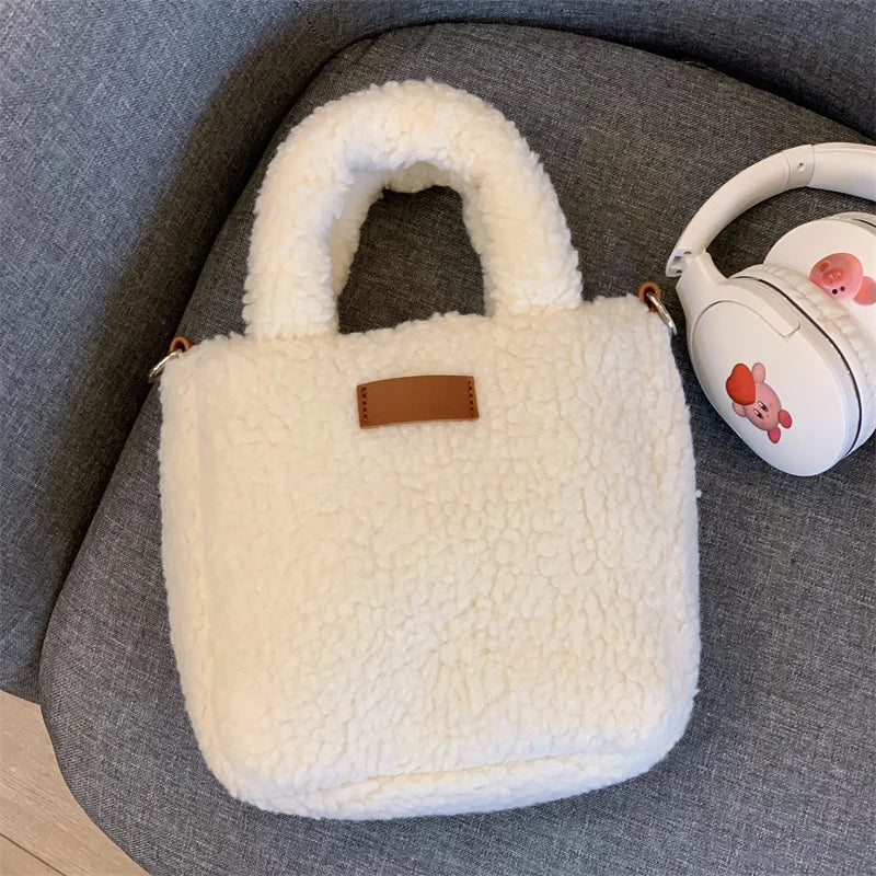 Women's Faux Lamb Wool Handbag Soft Plush Shoulder Bag