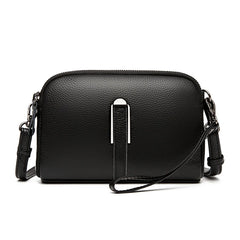 Women's Leather Crossbody Bag with 2 Zipper Pockets