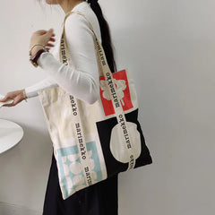 Canvas Tote Bag Large Capacity Reusable Shopping Shoulder Lady Bag
