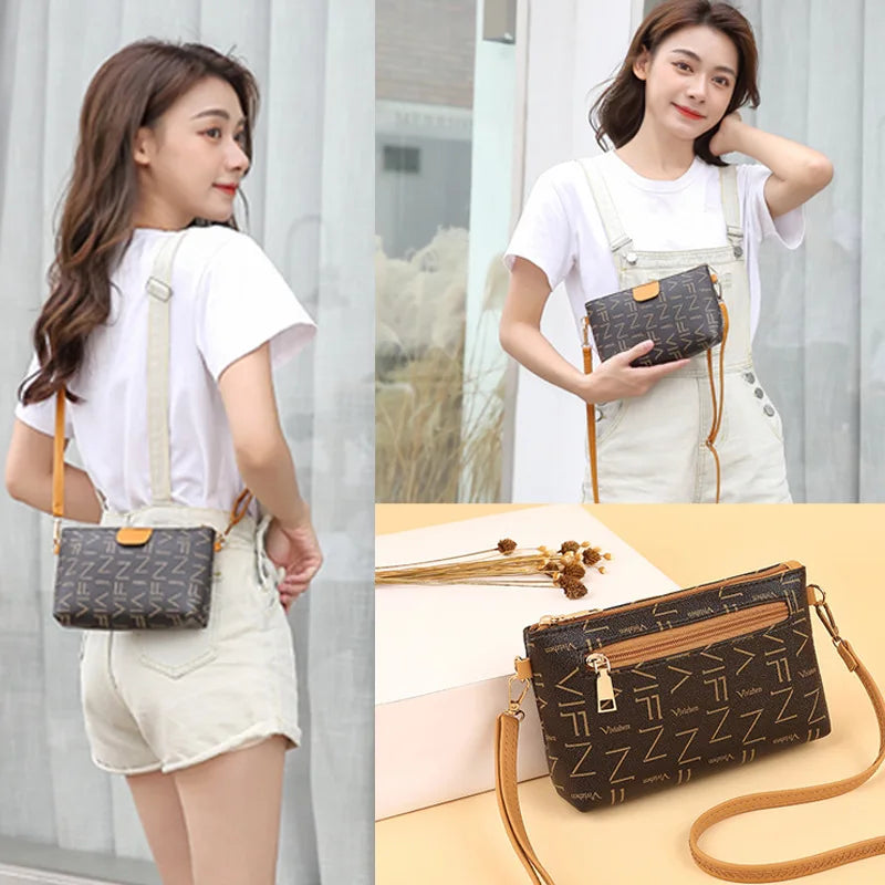 Women's PU Leather Letter Messenger Crossbody Bag