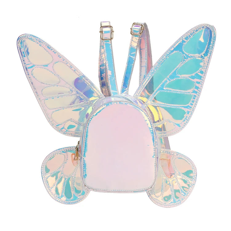 Women's Laser Mini Backpack Butterfly Angel Wings Daypack for Girls