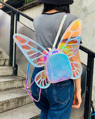 Women's Laser Mini Backpack Butterfly Angel Wings Daypack for Girls