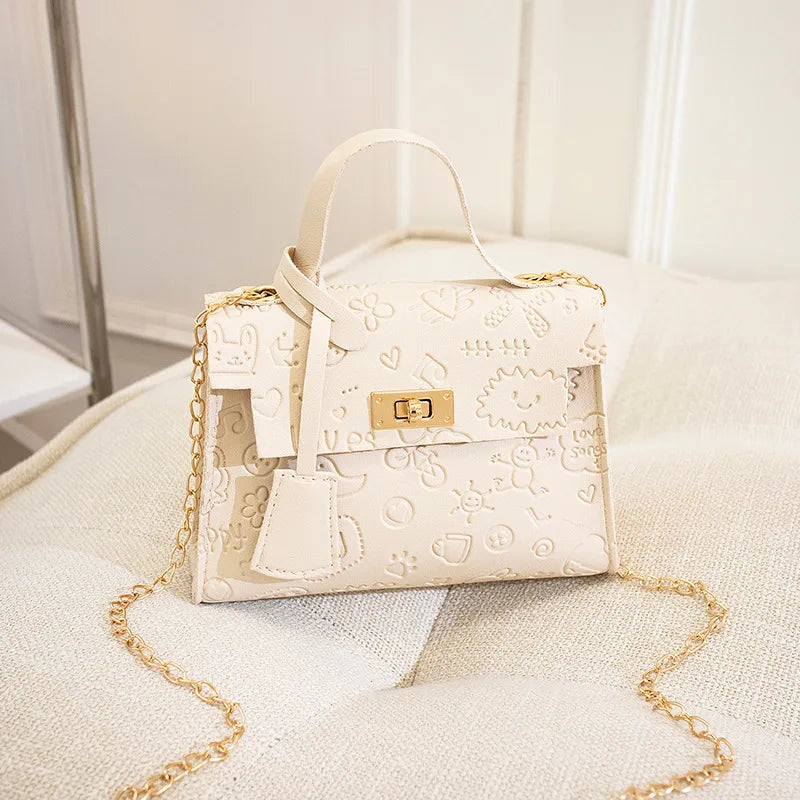 Lingge Embroidery Camera Shoulder Bag Crossbody Chain Bags