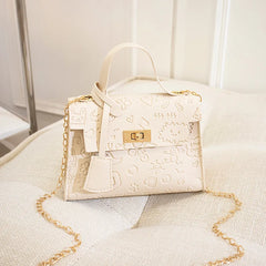 Lingge Embroidery Camera Shoulder Bag Crossbody Chain Bags