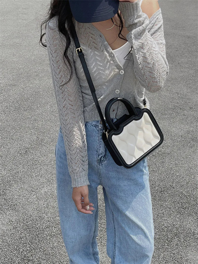 Women's Contrast Messenger Bag Ladies Biscuit Shoulder Bags