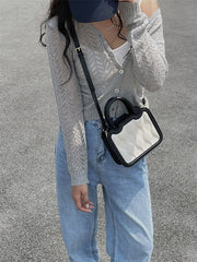 Women's Contrast Messenger Bag Ladies Biscuit Shoulder Bags