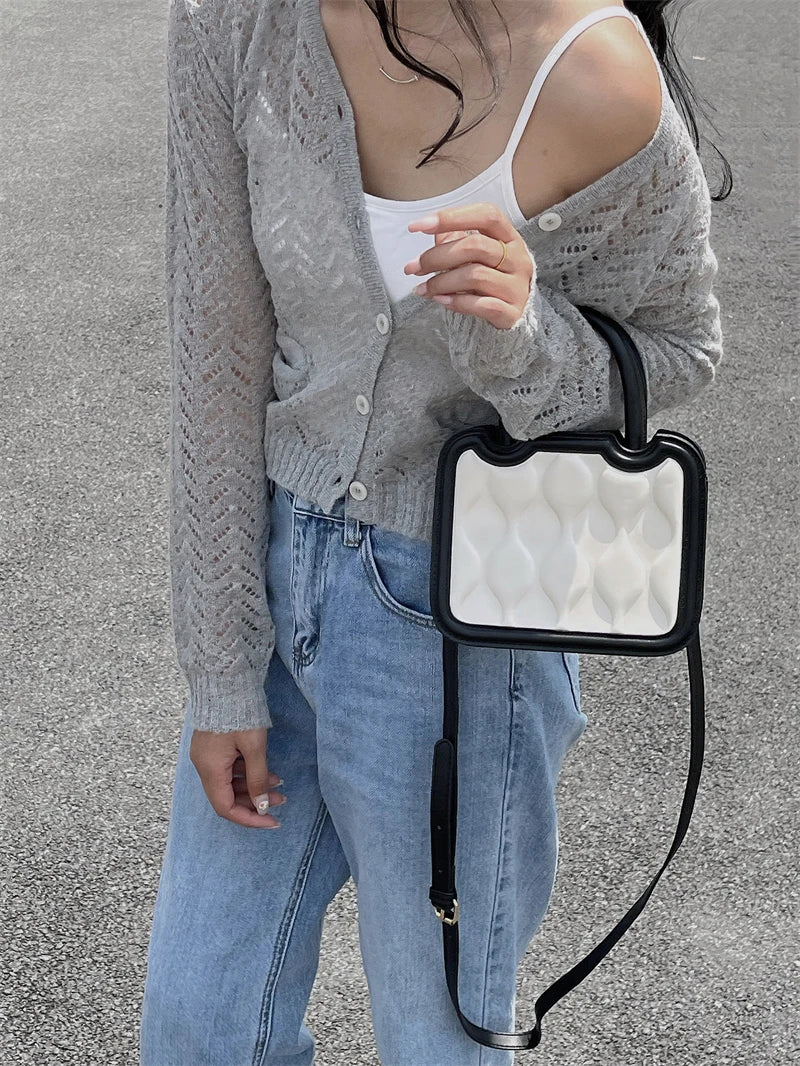 Women's Contrast Messenger Bag Ladies Biscuit Shoulder Bags