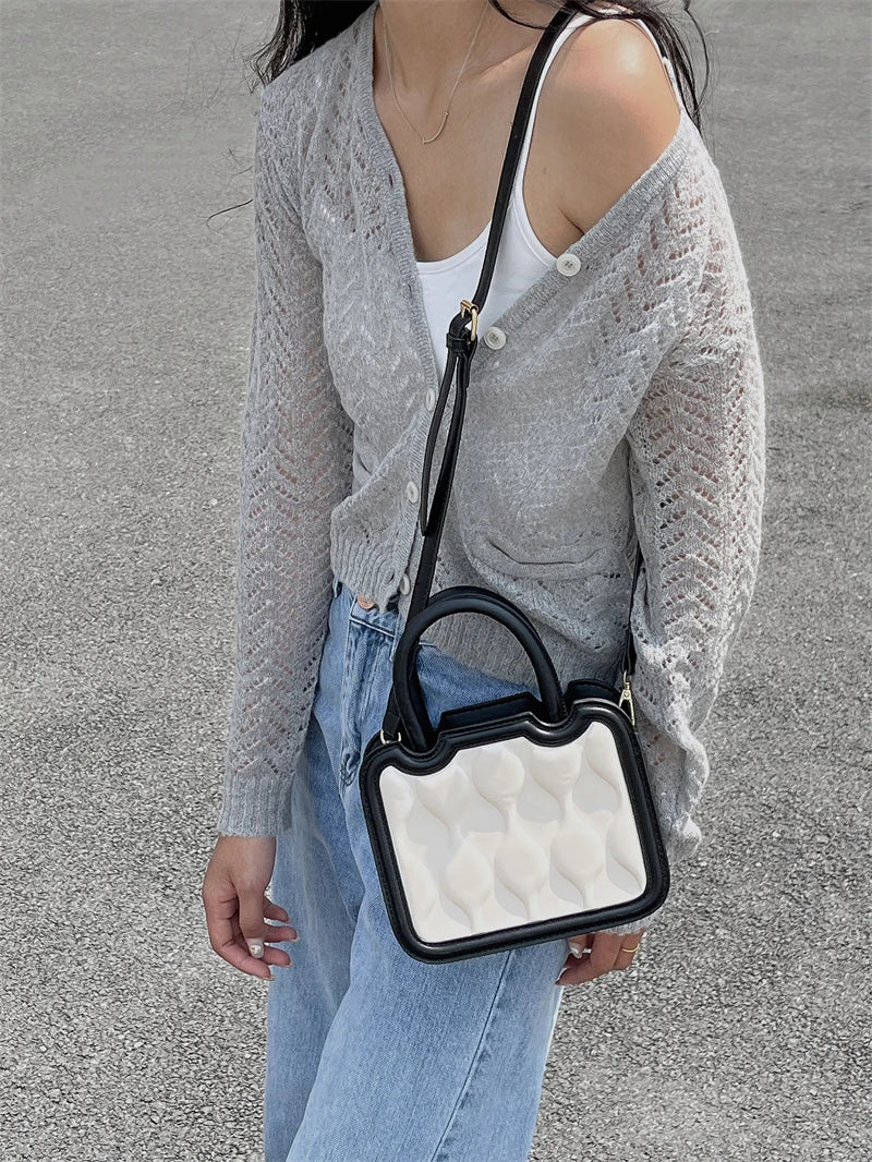 Women's Contrast Messenger Bag Ladies Biscuit Shoulder Bags
