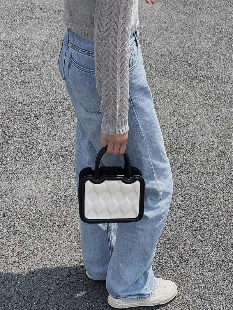 Women's Contrast Messenger Bag Ladies Biscuit Shoulder Bags