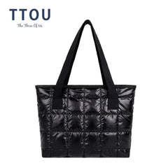 Women's Quilted Winter Handbag Tote Lady Nylon Padded Bag