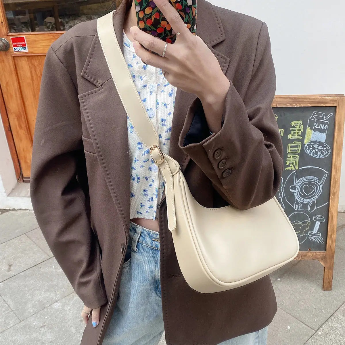 Women's Retro Armpit Bag PU Leather Ladies Shoulder Messenger Bags