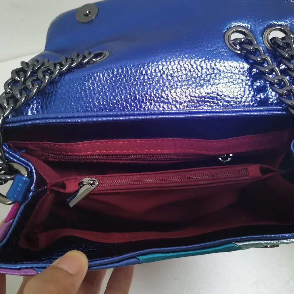 Women's Shoulder Bag Retro Metal Eagle Messenger Bag Rainbow Striped Handbag