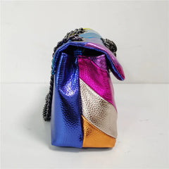 Women's Shoulder Bag Retro Metal Eagle Messenger Bag Rainbow Striped Handbag