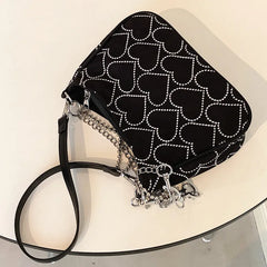 Embroidered Love Heart Shoulder Bag for Women
