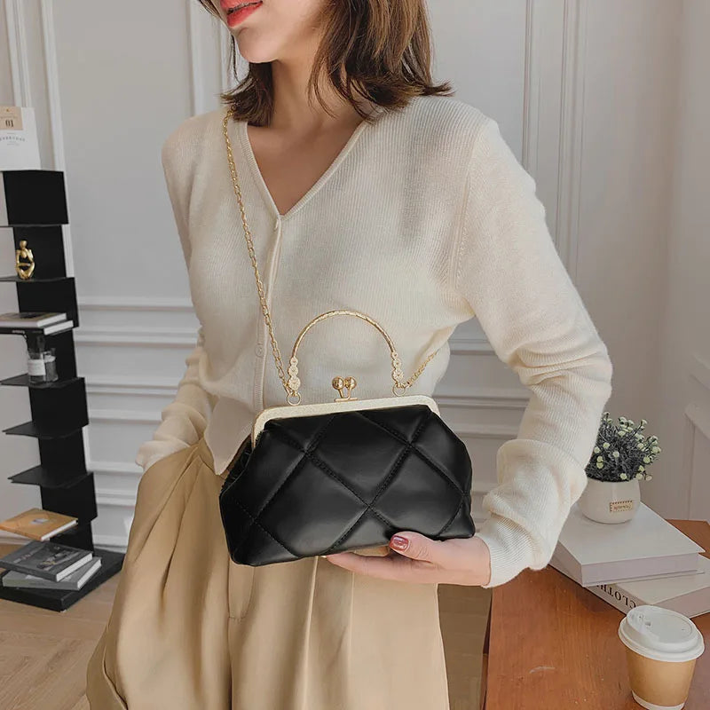 Soft Leather Crossbody Bag with Chain Strap