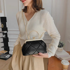 Soft Leather Crossbody Bag with Chain Strap
