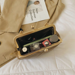 Soft Leather Crossbody Bag with Chain Strap