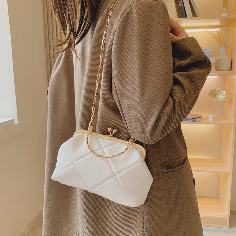 Soft Leather Crossbody Bag with Chain Strap