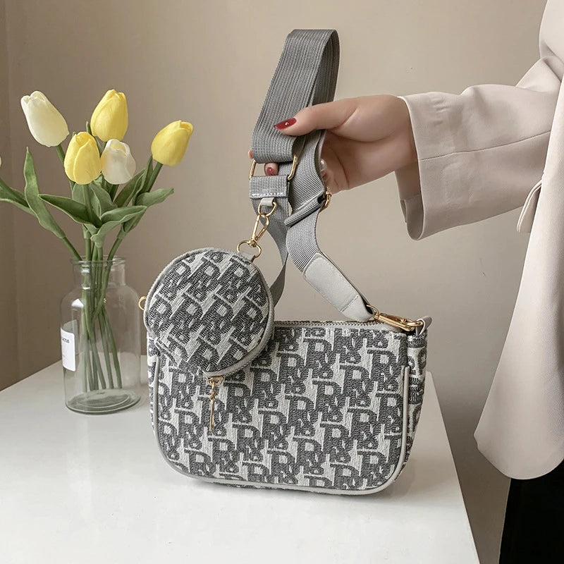 2Pcs Women Letter Crossbody Bag Set