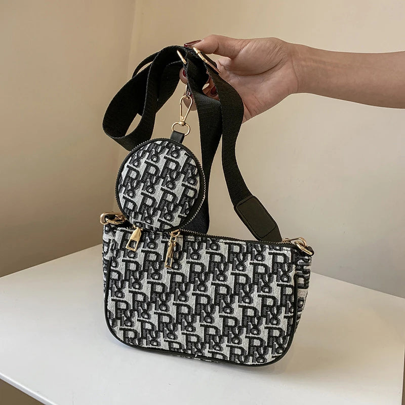 2Pcs Women Letter Crossbody Bag Set