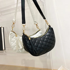 Half Moon Lattice Hobo Women Handbag Lady Shoulder Bag