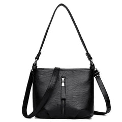Leather Small Bucket Bag Crossbody Messenger Bags for Women Female Tote Bags