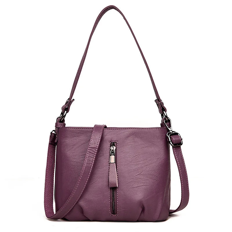 Leather Small Bucket Bag Crossbody Messenger Bags for Women Female Tote Bags