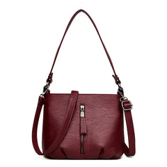 Leather Small Bucket Bag Crossbody Messenger Bags for Women Female Tote Bags