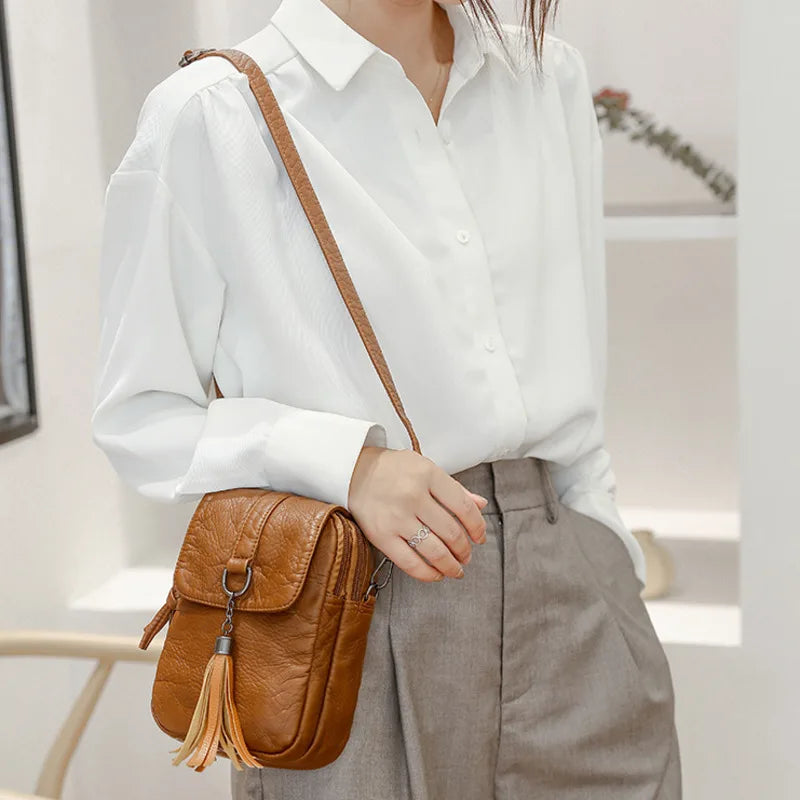Women's Small Shoulder Messenger Bag PU Leather Wallet Lady Crossbody Phone Bag
