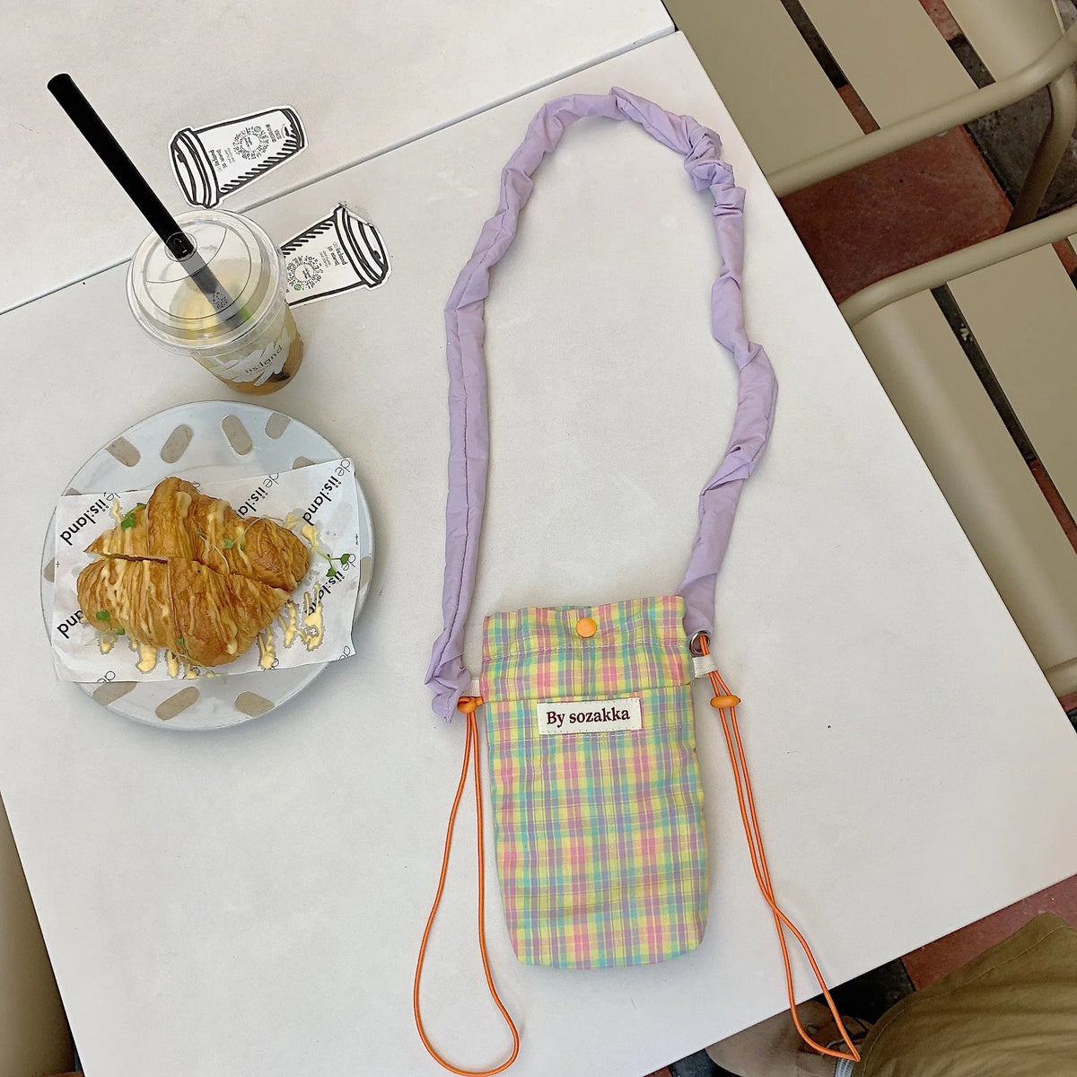 Plaid Small Shoulder Bag Candy Color Girls Purse Messenger Phone Pouch Handbag