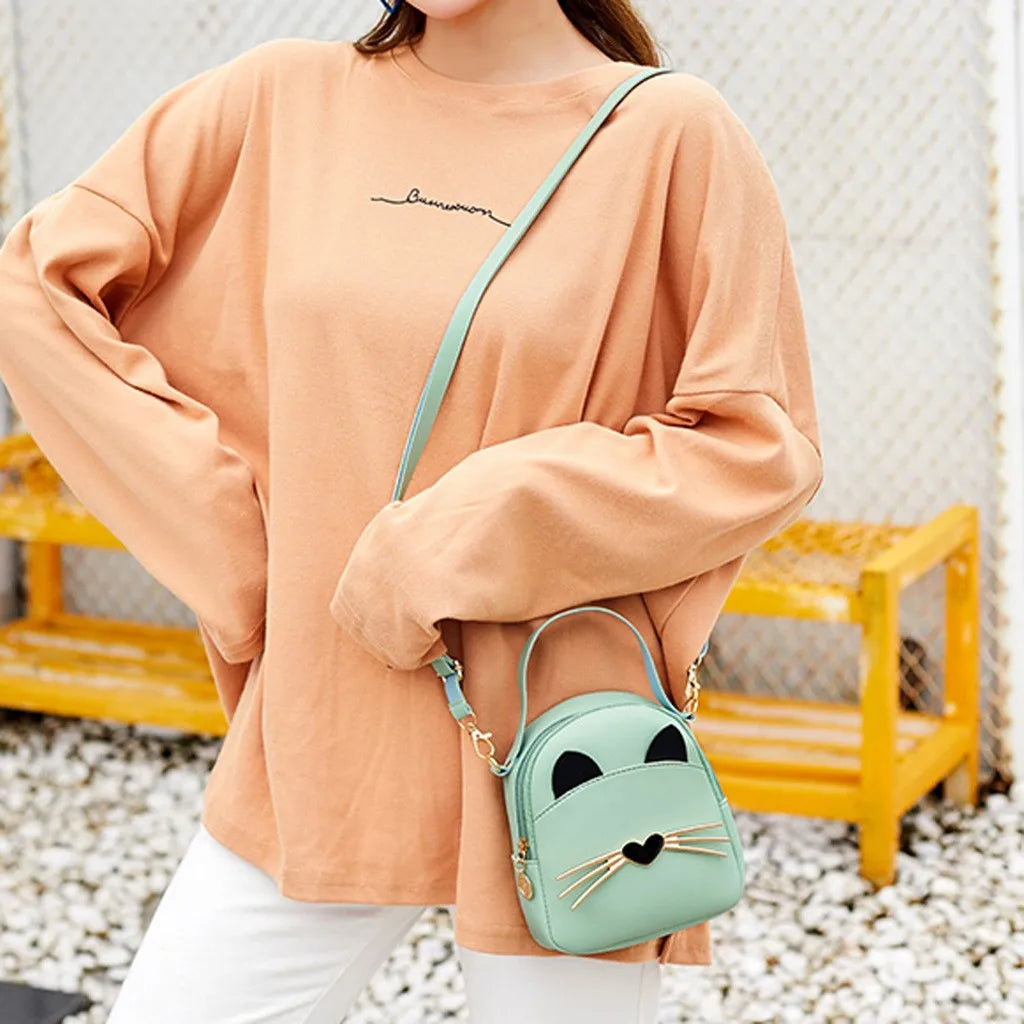 Women's Solid Leather Backpack Shoulder Bag