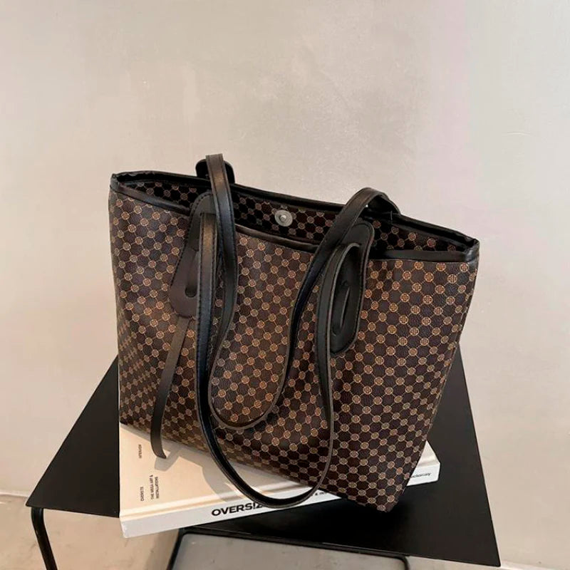 Women's Striped Tote Shoulder Bag Large Capacity Handbag