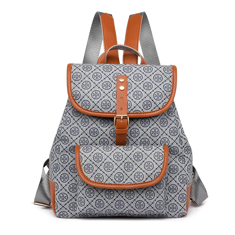 Women's Vintage Graphics Backpack PU Leather Schoolbag