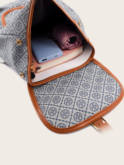 Women's Vintage Graphics Backpack PU Leather Schoolbag