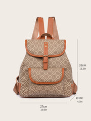 Women's Vintage Graphics Backpack PU Leather Schoolbag