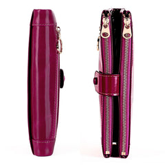 Women's Leather Clutch Long Wallet Oil Wax Coin Purse