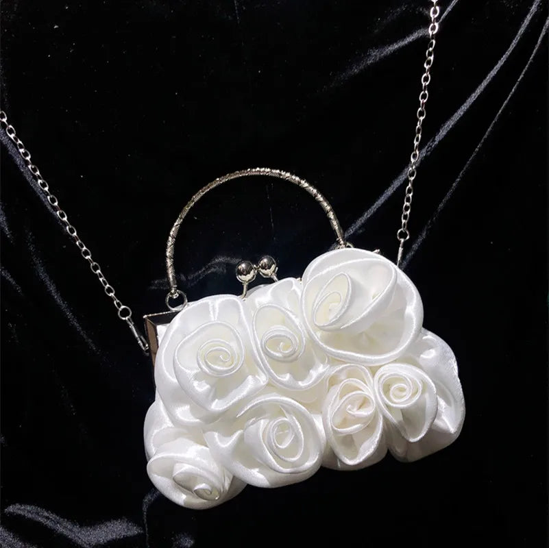 Rose Flower Women's Handbag Evening Party Clutch Bag