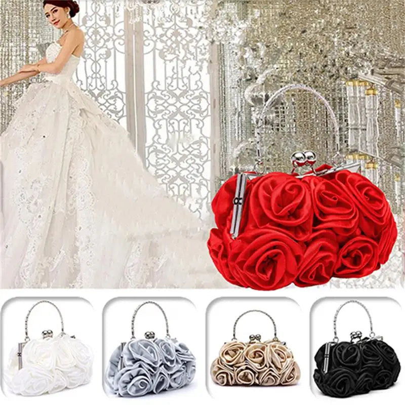 Rose Flower Women's Handbag Evening Party Clutch Bag